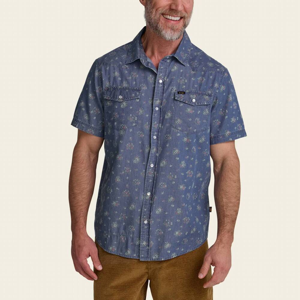 NEW HOWLER BROTHERS men's classic pearl snap shirt in indigo